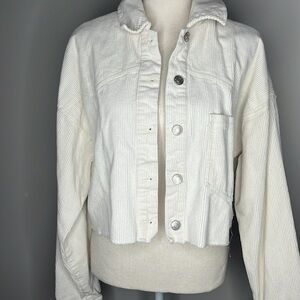 Women’s Large Forever 21 Corduroy  Cream Button Up Jacket